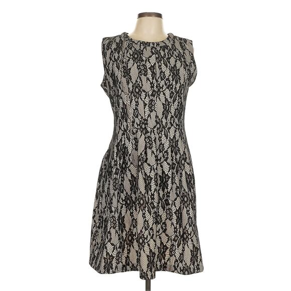 HD in Paris Anthropologie Dress Black Lace Overlay Sleeveless Cocktail Sheath L - Picture 1 of 11